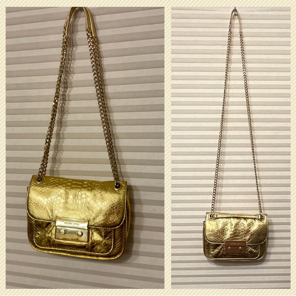 MICHAEL KORS GOLD METALLIC CROSSBODY. EUC RETAILED $358 - Picture 5 of 15